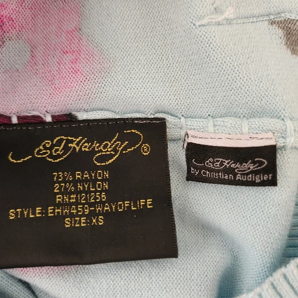 Ed Hardy x Christian Audigier Hooded Sweater Mini Dress Size XS Rhinestone - Picture 13 of 16